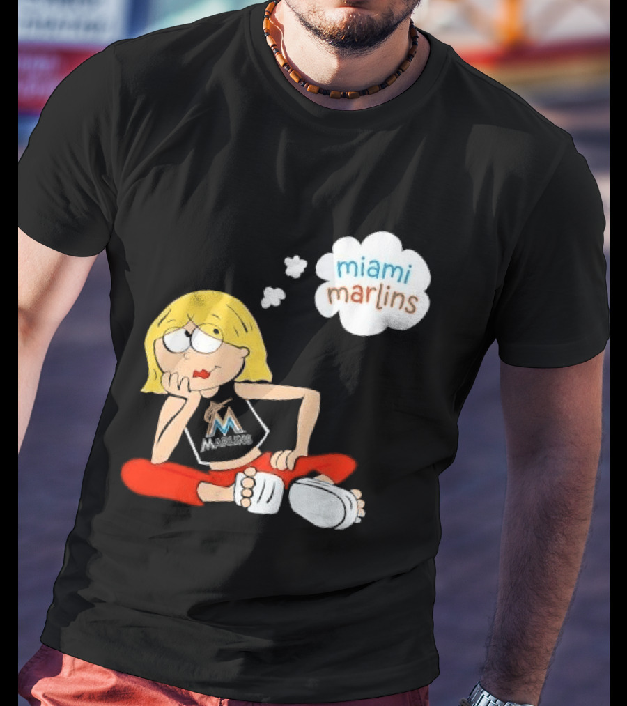 Miami Marlins MLB Cartoon Lizzie McGuire Blonde Girl Fan T-Shirt