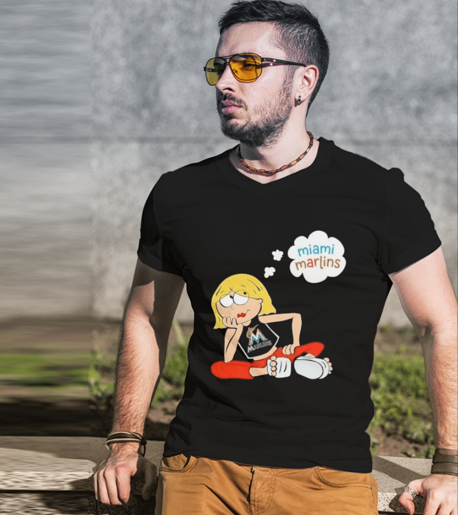 Miami Marlins MLB Cartoon Lizzie McGuire Blonde Girl Fan T-Shirt