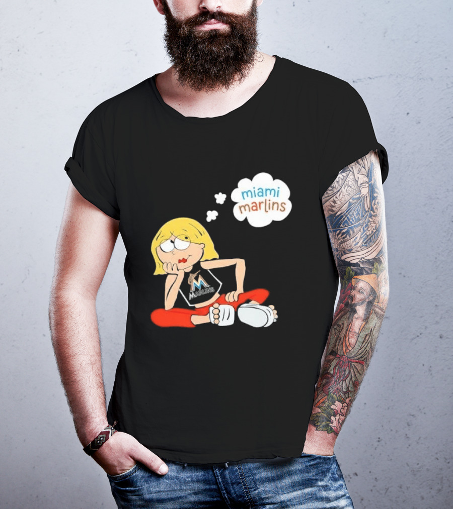 Miami Marlins MLB Cartoon Lizzie McGuire Blonde Girl Fan T-Shirt