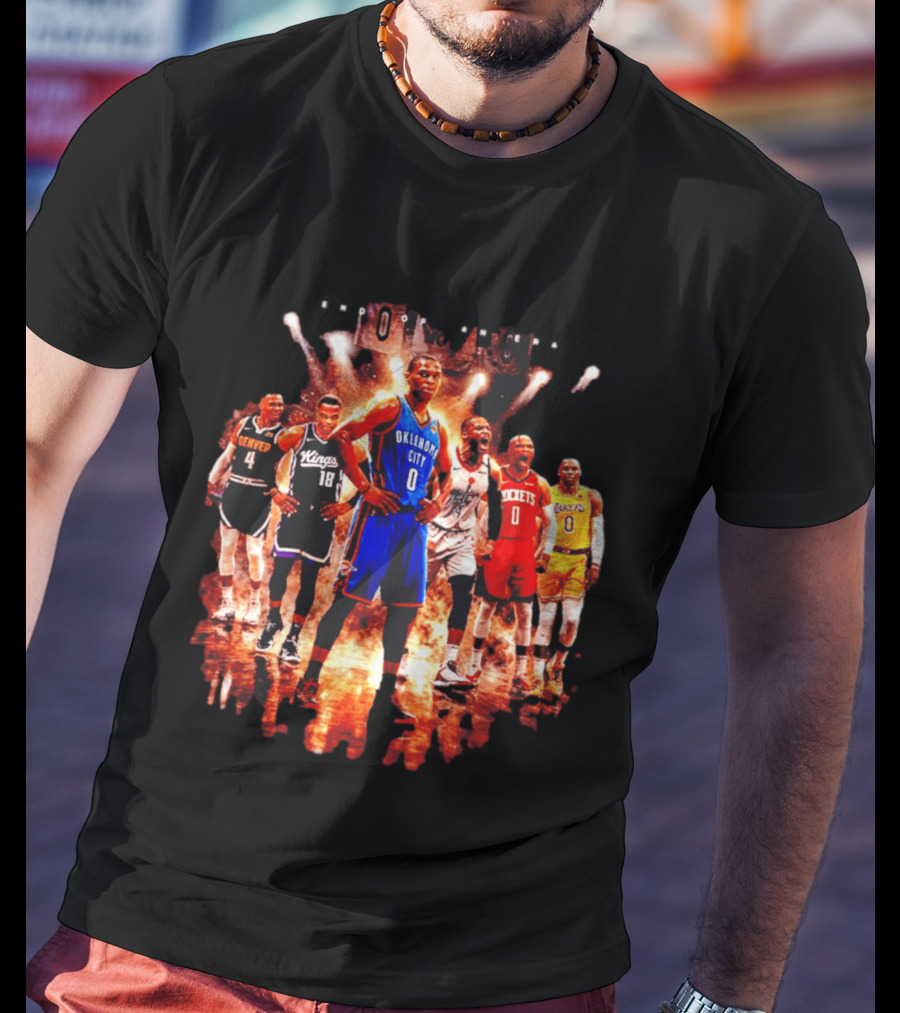 Russell Westbrook Oklahoma City NBA Career Retrospective With Team Jerseys T-Shirt