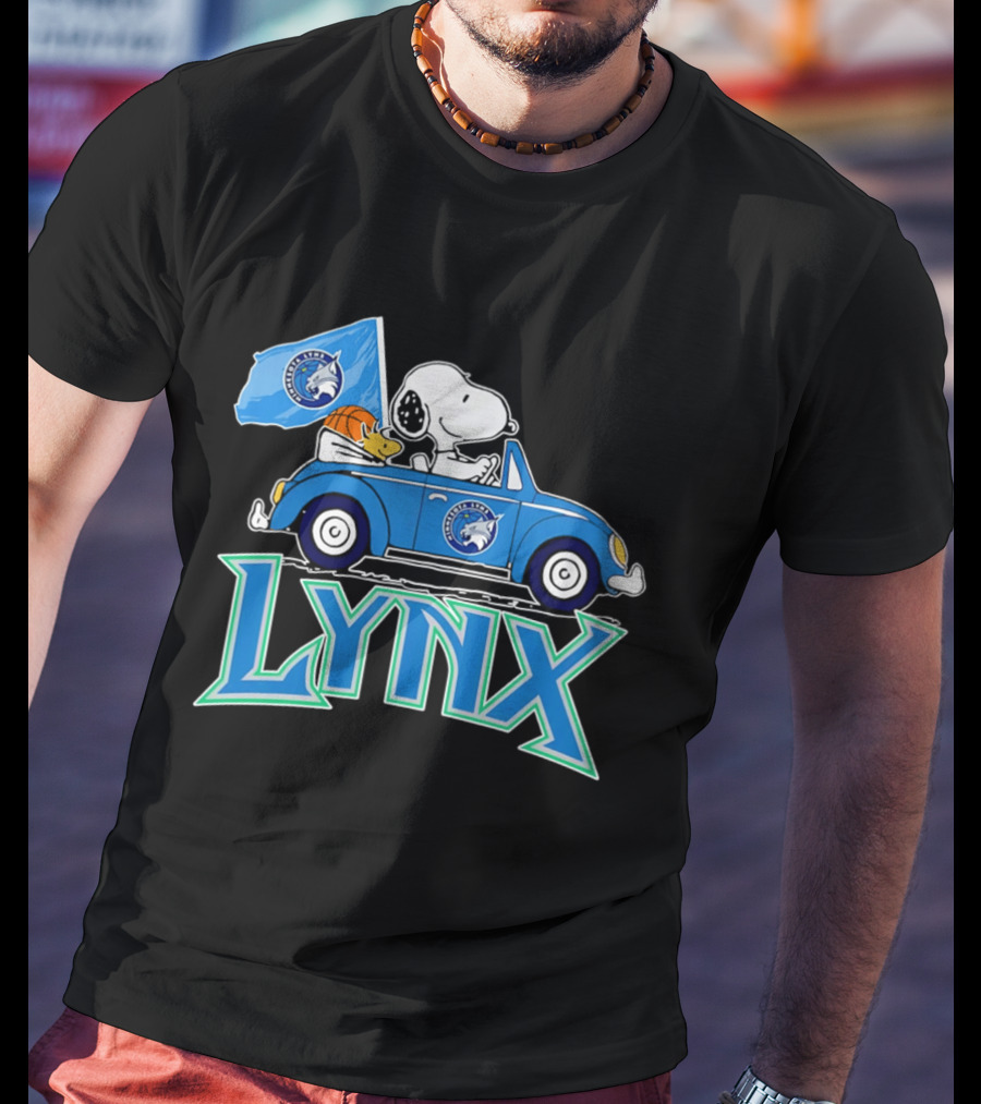 Minnesota Lynx Snoopy Driving Beetle Car With Team Flag T-Shirt