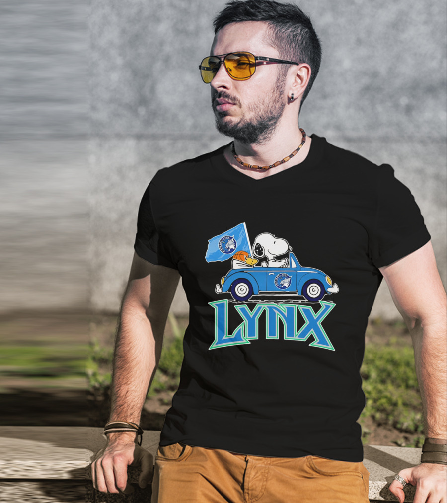 Minnesota Lynx Snoopy Driving Beetle Car With Team Flag T-Shirt