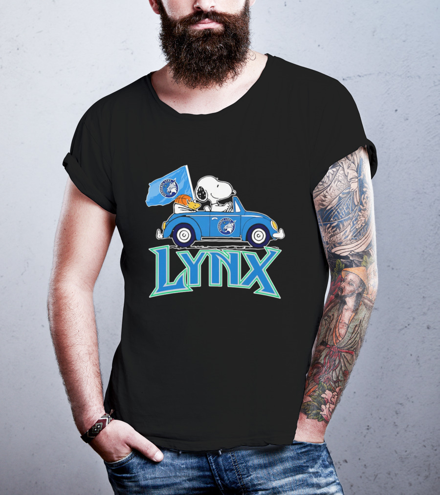 Minnesota Lynx Snoopy Driving Beetle Car With Team Flag T-Shirt