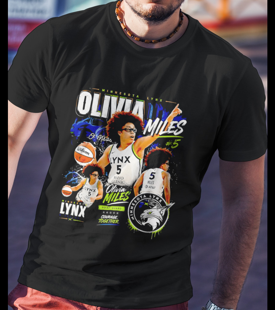 Minnesota Lynx Olivia Miles Number 5 Courage Together Basketball Player T-Shirt