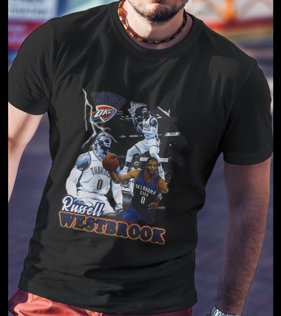 Russell Westbrook OKC Thunder Basketball Legend Collage T-Shirt