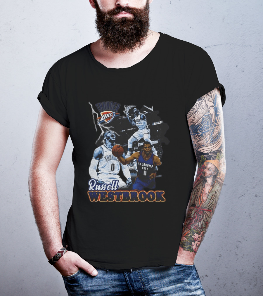 Russell Westbrook OKC Thunder Basketball Legend Collage T-Shirt