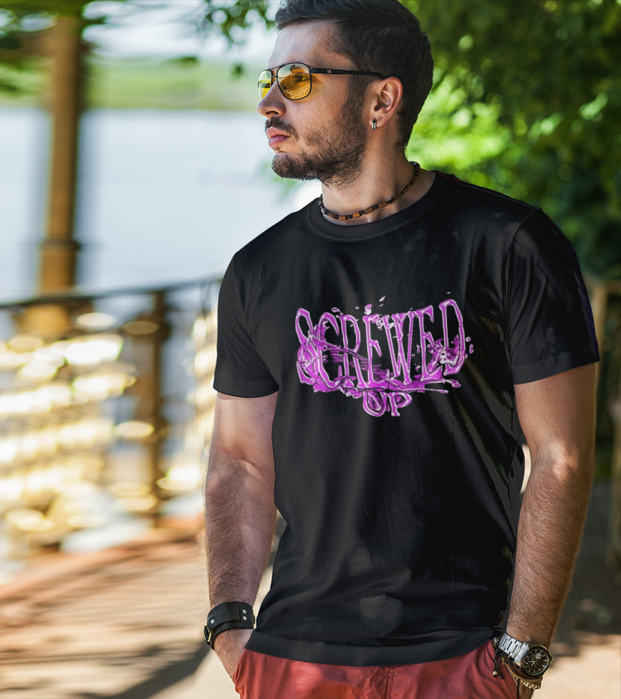 Screwed Up Purp Splash Effect T-Shirt