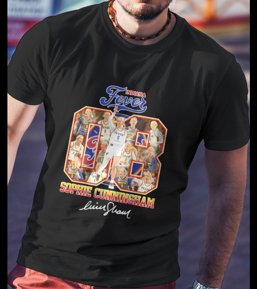Indiana Fever Sophie Cunningham No 8 Collage WNBA T-Shirt