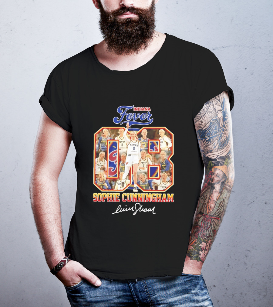 Indiana Fever Sophie Cunningham No 8 Collage WNBA T-Shirt