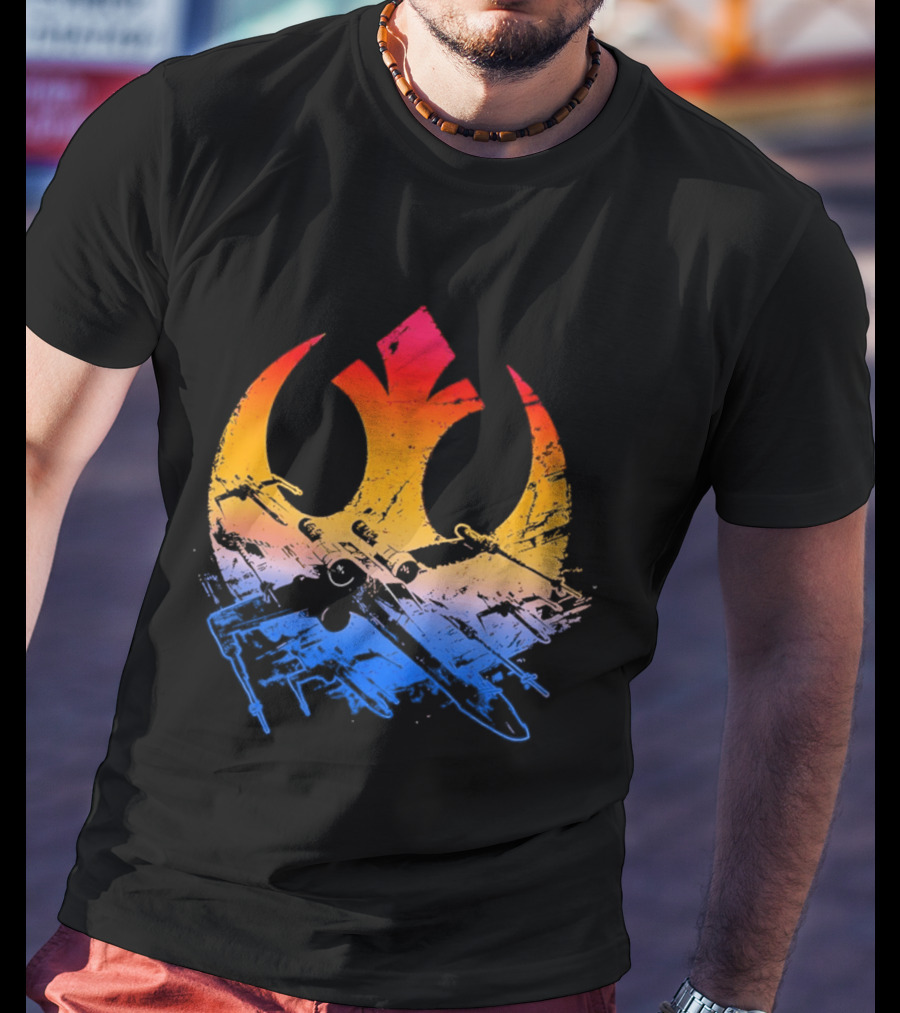 Star Wars Rebel Alliance Distressed Insignia X Wing Starfighters Gradient T-Shirt