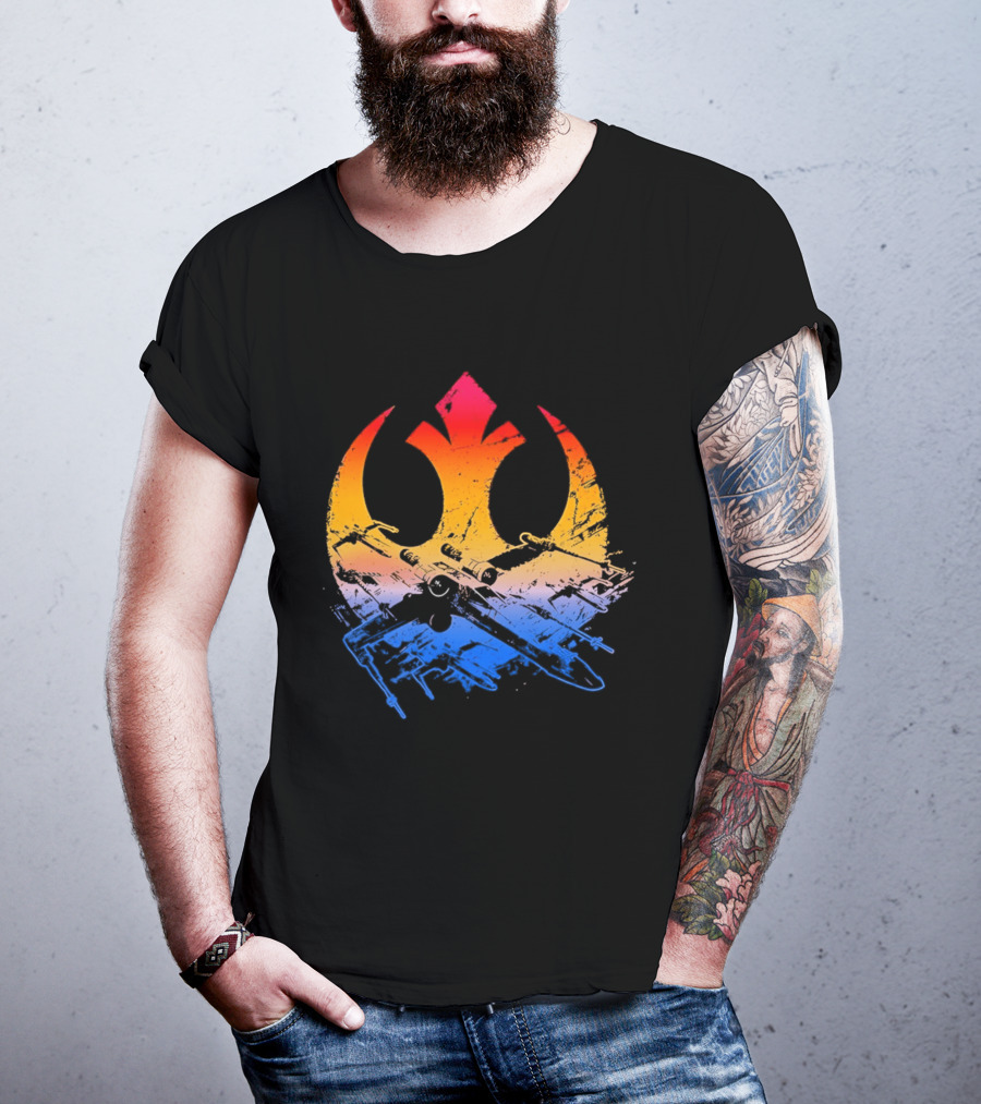 Star Wars Rebel Alliance Distressed Insignia X Wing Starfighters Gradient T-Shirt