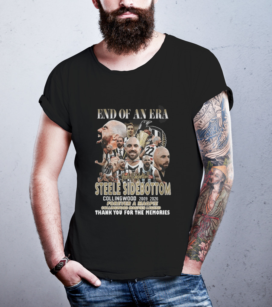 End Of An Era Steele Sidebottom Collingwood 2009 2023 Forever A Magpie Legend Thank You For The Memories T-Shirt