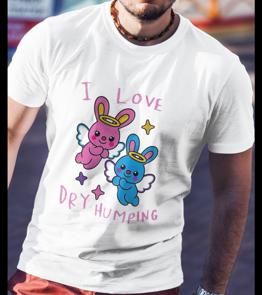 Angel Bunnies I Love Dry Humping Funny Cartoon Characters T-Shirt