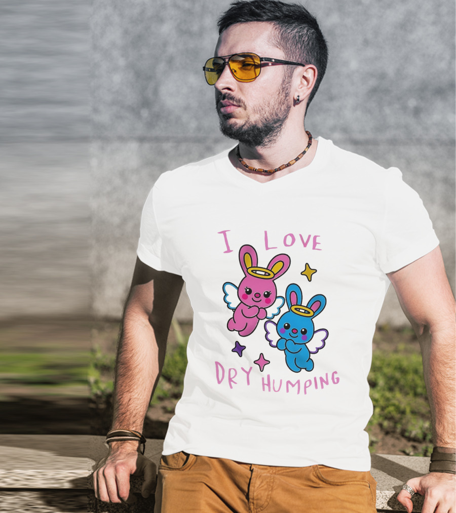 Angel Bunnies I Love Dry Humping Funny Cartoon Characters T-Shirt