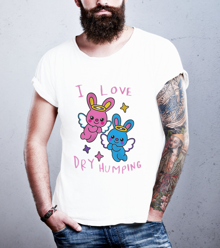 Angel Bunnies I Love Dry Humping Funny Cartoon Characters T-Shirt