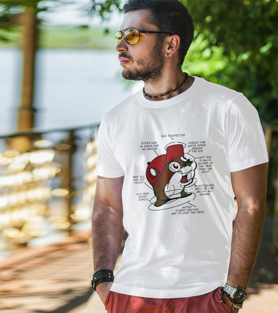 Buc Ee's Odd Perspective Extra Line Vectorized Mess Critique T-Shirt