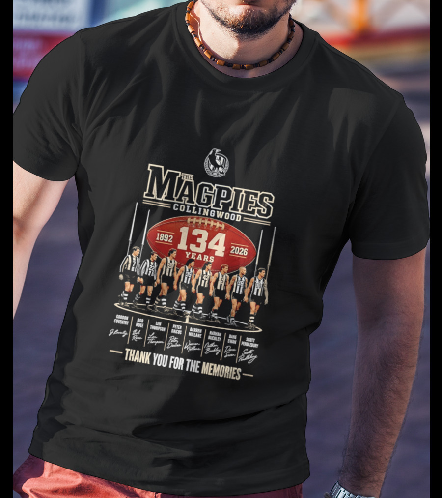 The Magpies Collingwood 1892 2026 134 Years Thank You For The Memories T-Shirt