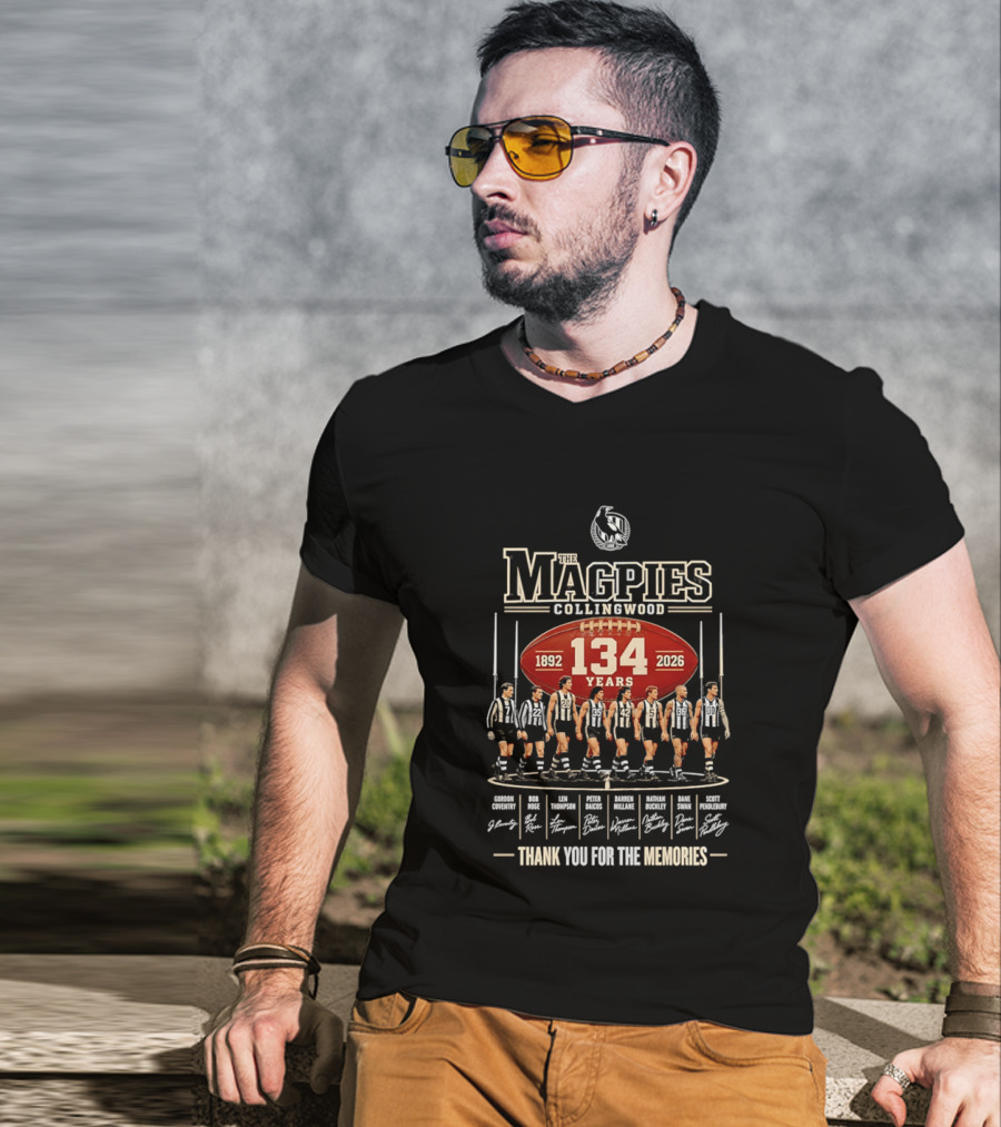 The Magpies Collingwood 1892 2026 134 Years Thank You For The Memories T-Shirt