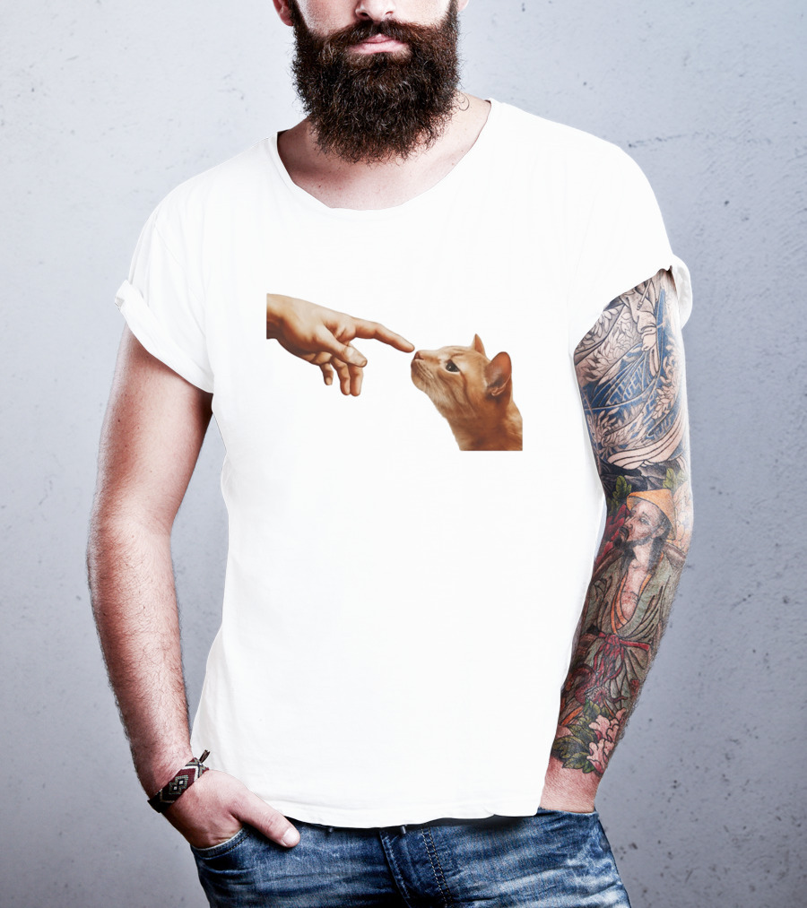 The Creation Of Adam Cat Edition T-Shirt