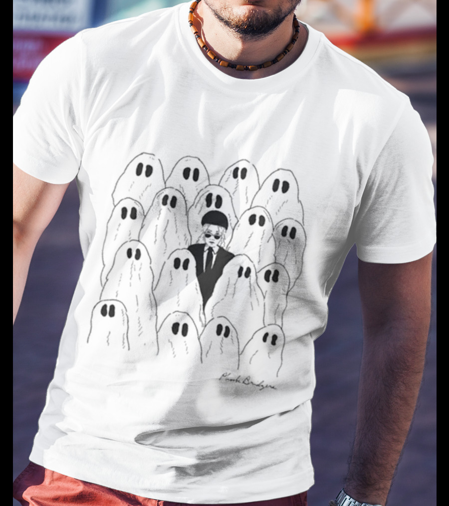 Phoebe Bridgers Ghost Pattern Sketch Black And White Ghosts T-Shirt