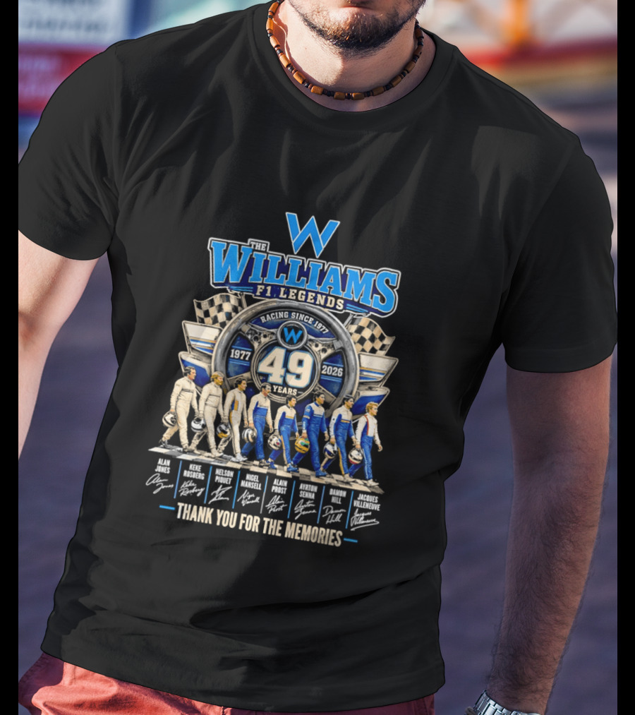 Williams F1 Legends Racing 49 Years 1977 2026 Thank You For The Memories T-Shirt