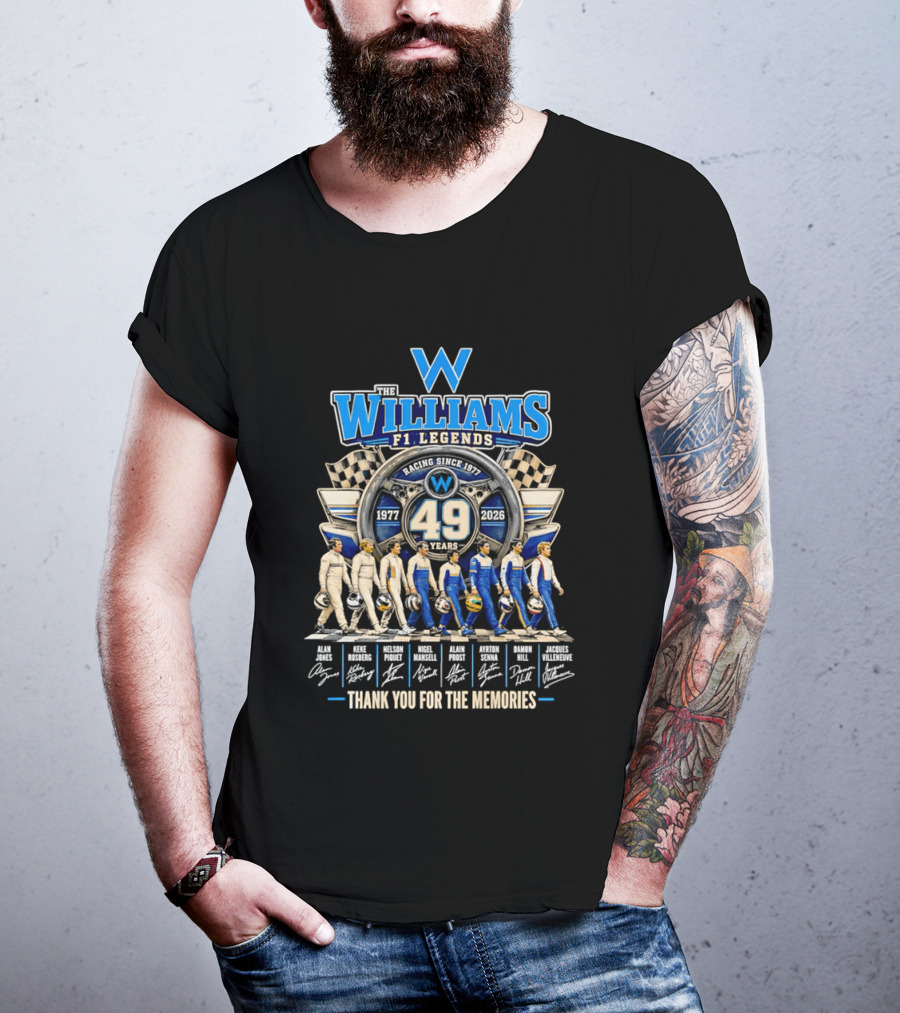 Williams F1 Legends Racing 49 Years 1977 2026 Thank You For The Memories T-Shirt