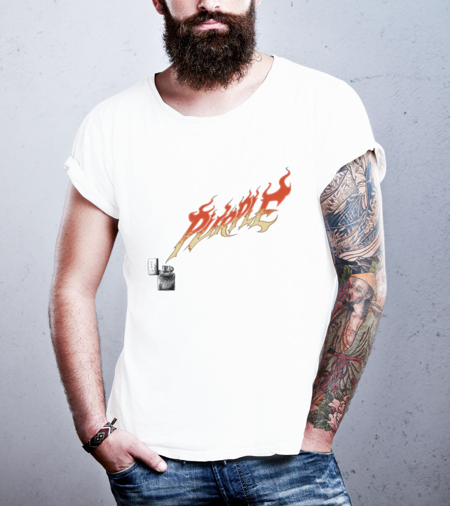 Purple Light My Fire Flame Zippo T-Shirt