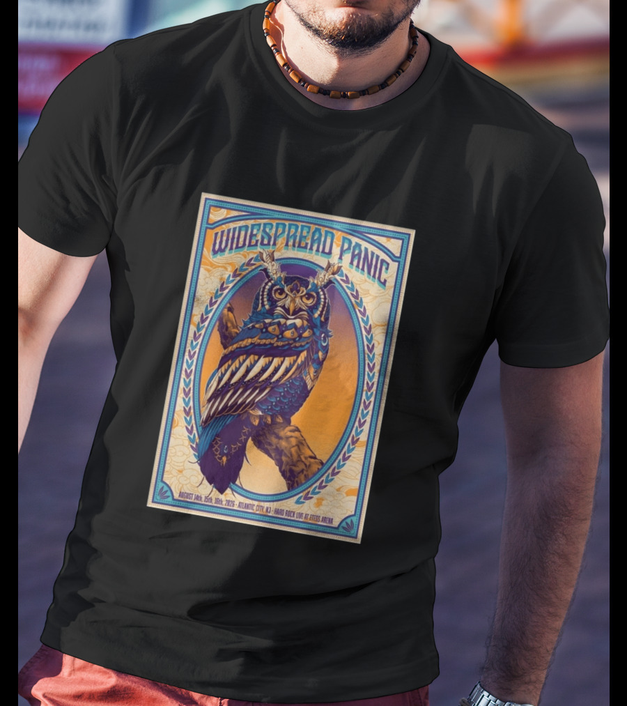 Widespread Panic Atlantic City August 14 16 2026 Hard Rock Live At Etess Arena Owl T-Shirt