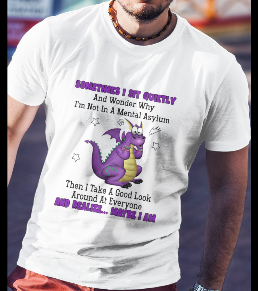 Sometimes I Sit Quietly Wonder Why I'm Not In A Mental Asylum Dragon Realize Maybe I Am T-Shirt