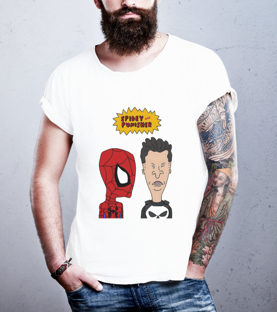Beavis And Butt Head Spider Man Punisher Parody Marvel Mashup T-Shirt