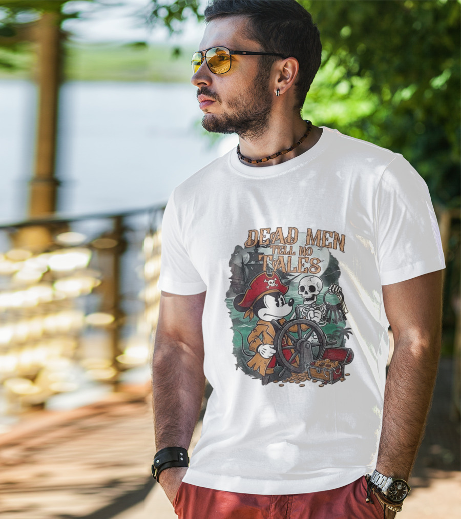 Mickey Mouse Pirate Skeleton Dead Men Tell No Tales Halloween Fantasy Adventure T-Shirt