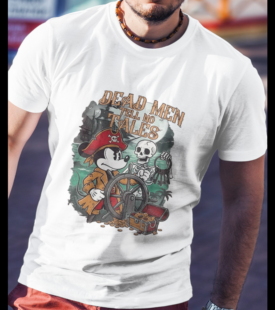 Mickey Mouse Pirate Skeleton Dead Men Tell No Tales Halloween Fantasy Adventure T-Shirt