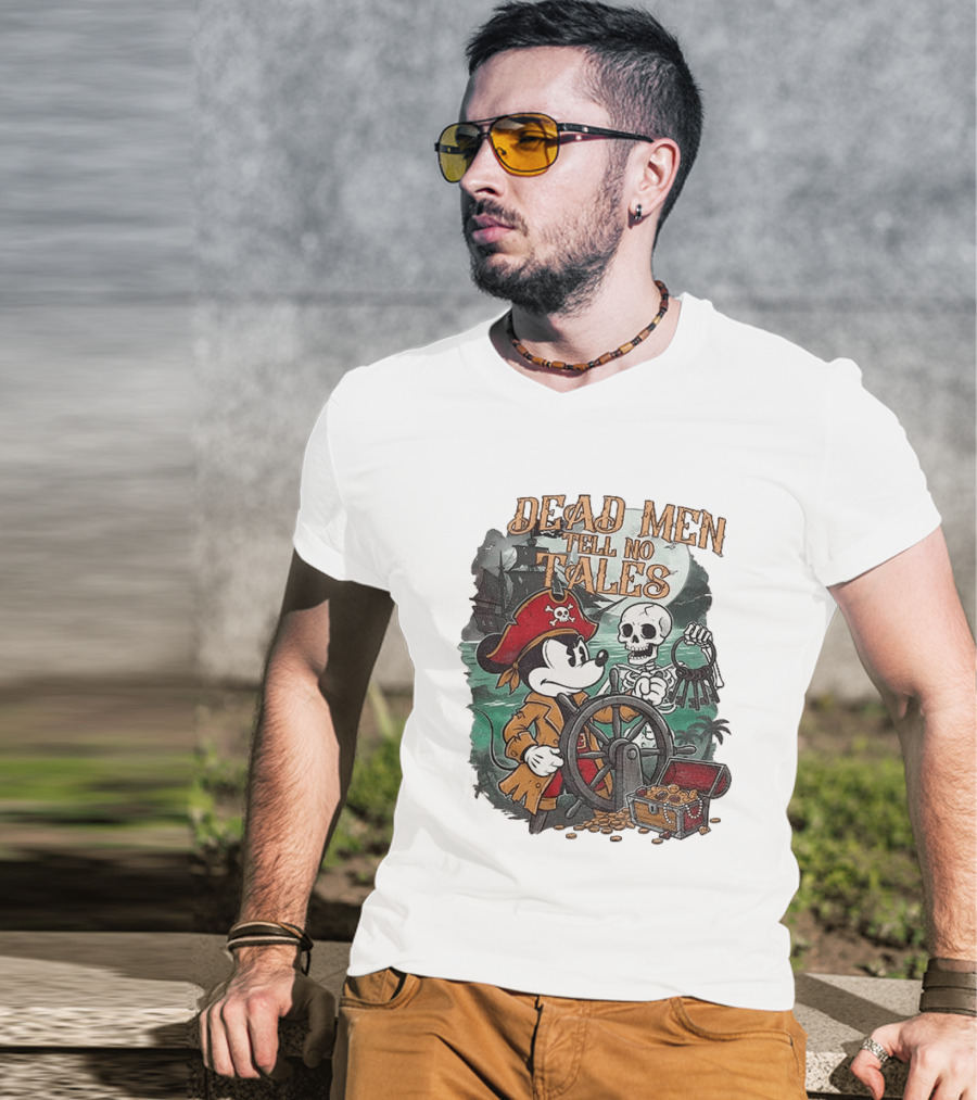 Mickey Mouse Pirate Skeleton Dead Men Tell No Tales Halloween Fantasy Adventure T-Shirt