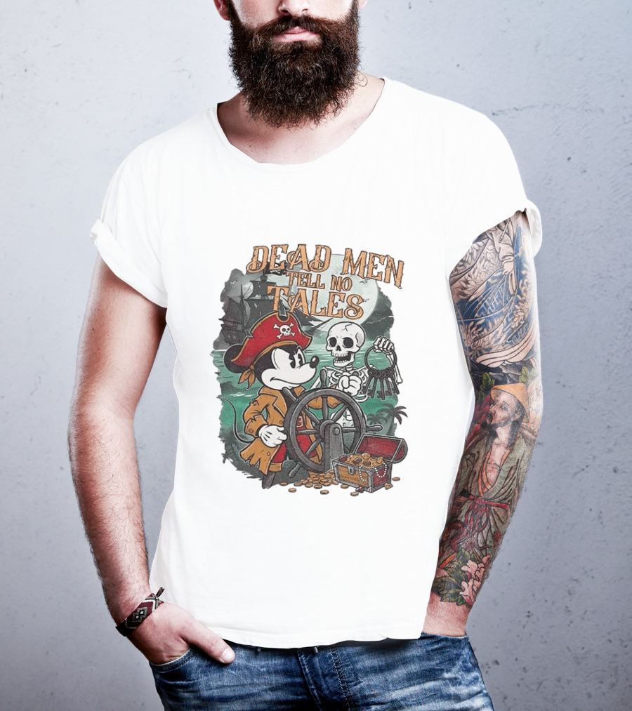 Mickey Mouse Pirate Skeleton Dead Men Tell No Tales Halloween Fantasy Adventure T-Shirt