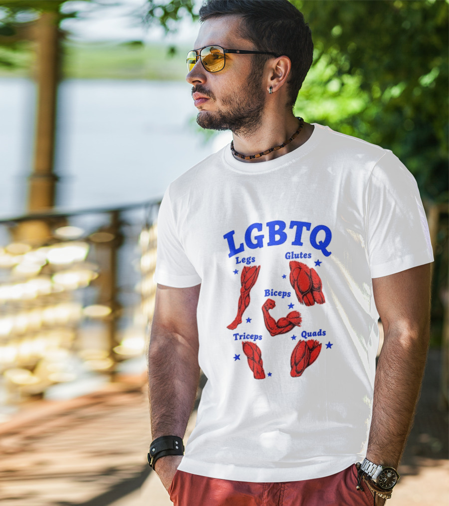LGBTQ Muscular Anatomical Legs Glutes Biceps Triceps Quads Workout T-Shirt