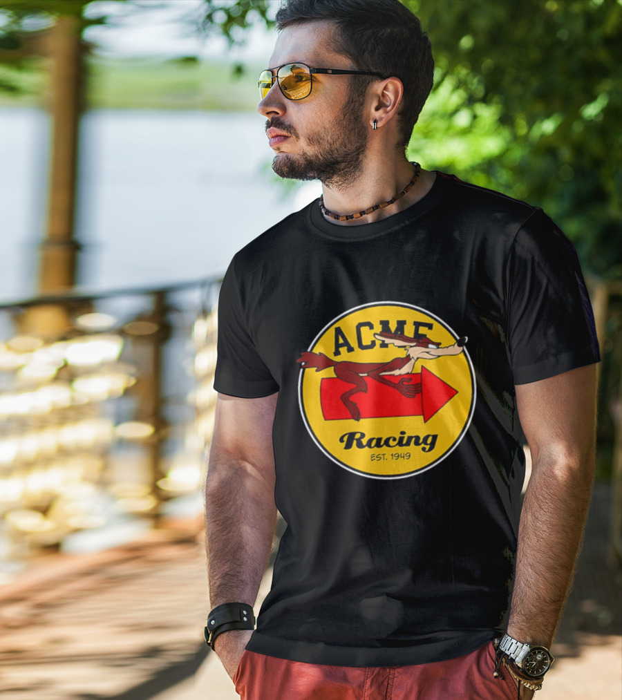 Acme Racing Wile E. Coyote Rocket Est 1949 Retro Cartoon T-Shirt