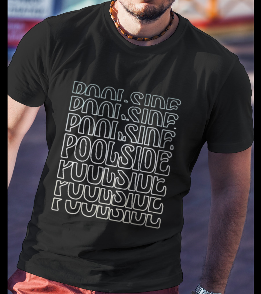 Ambient Inks Poolside Text Pattern Repeated T-Shirt