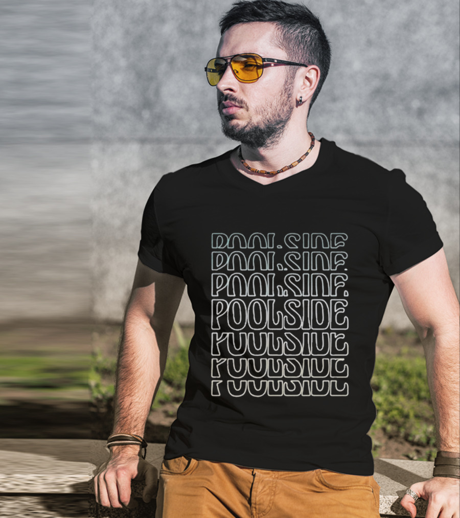 Ambient Inks Poolside Text Pattern Repeated T-Shirt