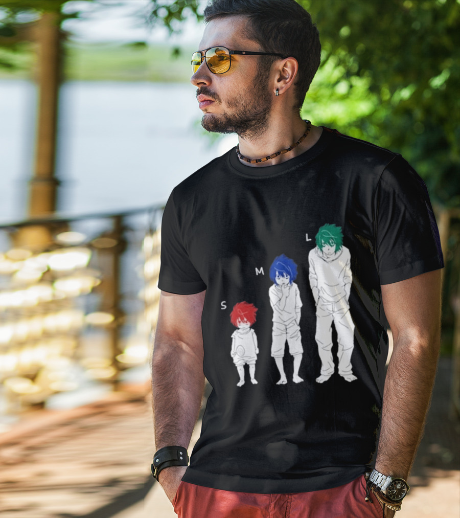 Anime Death Note L Character Evolution Sizes S M L T-Shirt