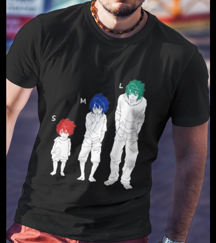 Anime Death Note L Character Evolution Sizes S M L T-Shirt