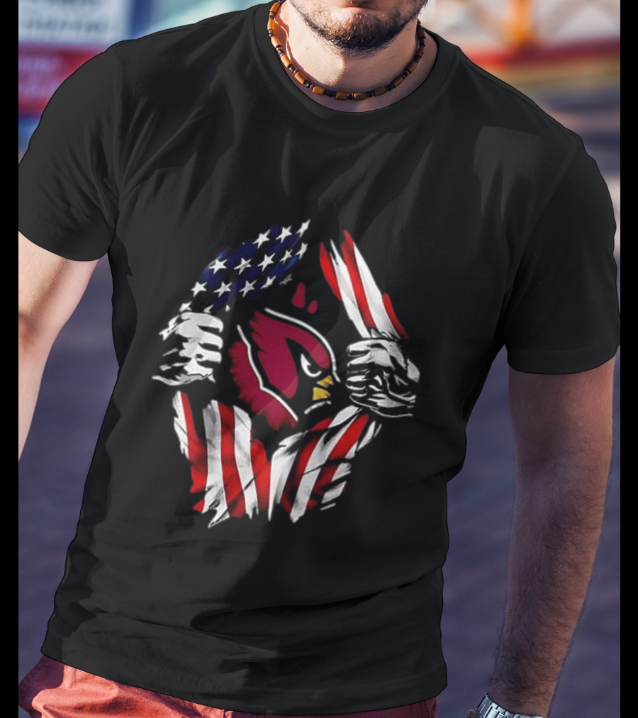 Arizona Cardinals American Flag Bald Eagle Skull Super Man T-Shirt