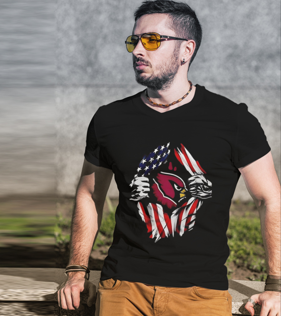 Arizona Cardinals American Flag Bald Eagle Skull Super Man T-Shirt