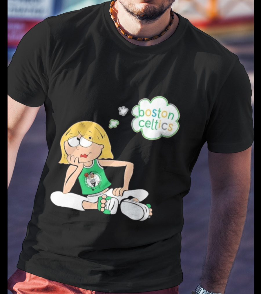 Boston Celtics NBA Cartoon Girl Sitting Thought Bubble T-Shirt