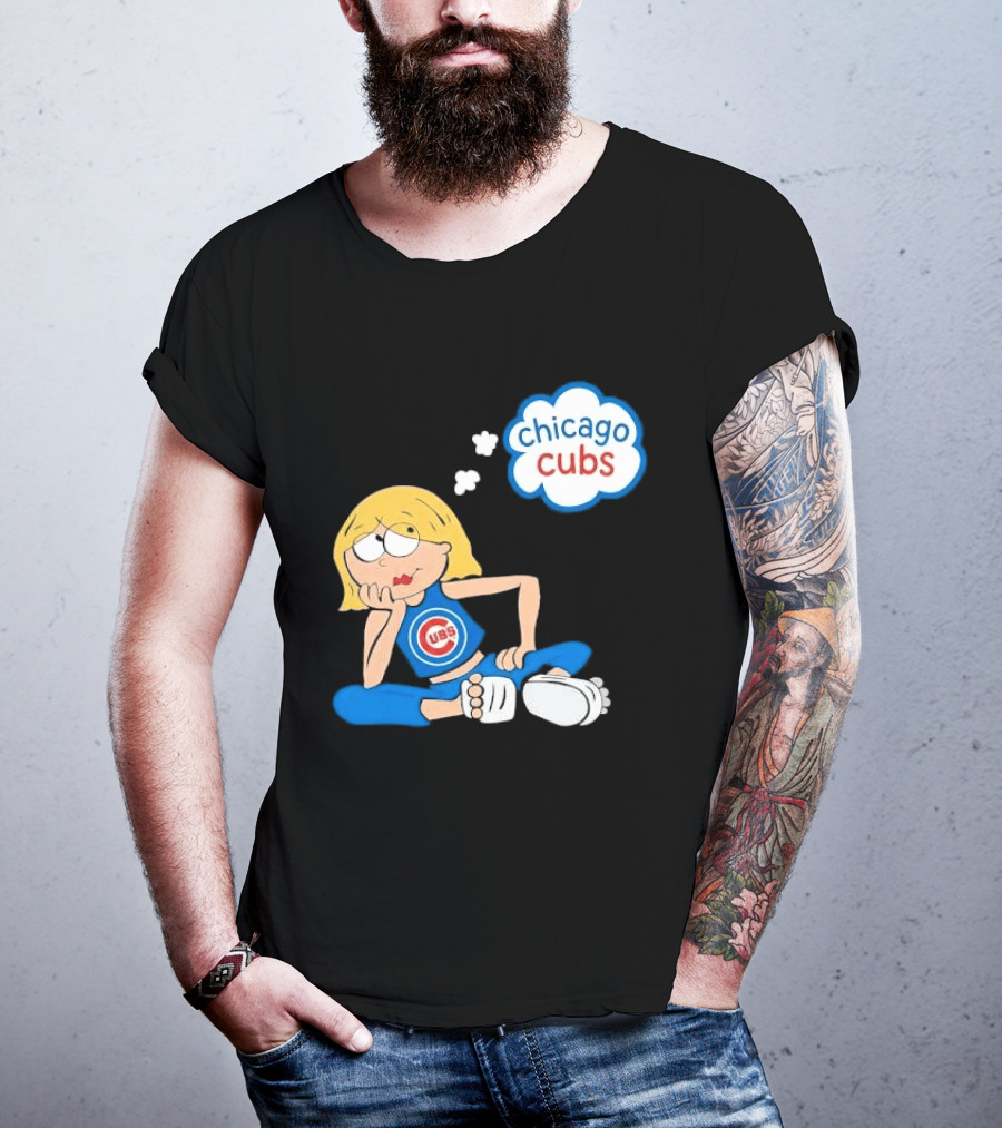 Chicago Cubs MLB Blonde Cartoon Girl Sitting Thought Bubble T-Shirt