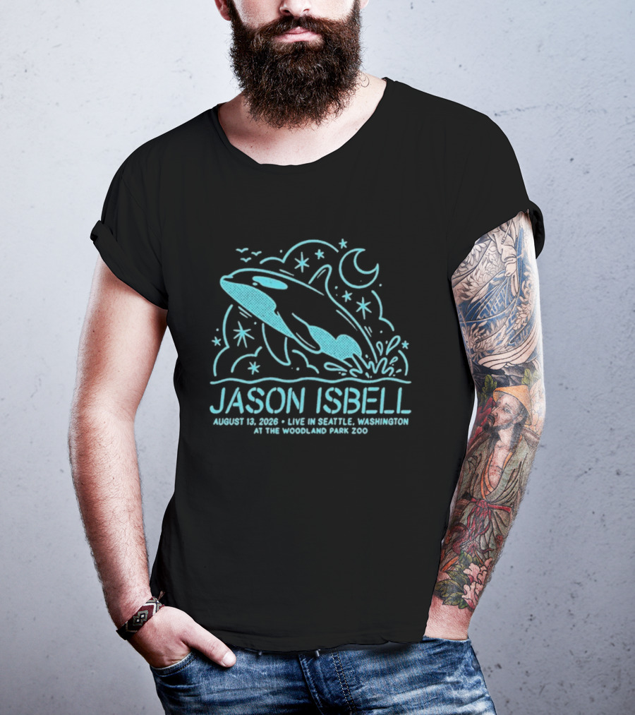 Jason Isbell Aug 13 2026 Seattle Woodland Park Zoo Whale Moon Stars T-Shirt