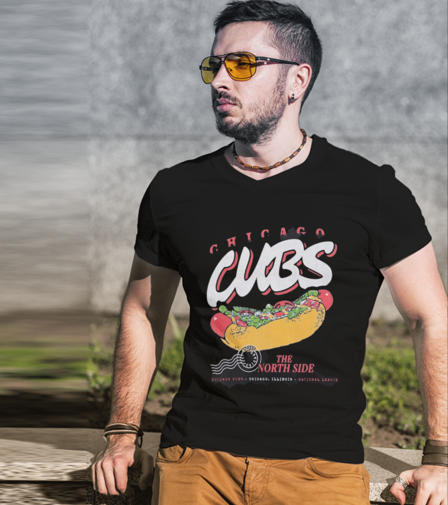 Chicago Cubs The North Side Hot Dog Chicago Illinois National League T-Shirt