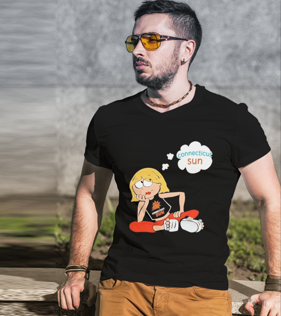 Connecticut Sun WNBA Cartoon Blonde Girl Thought Bubble T-Shirt