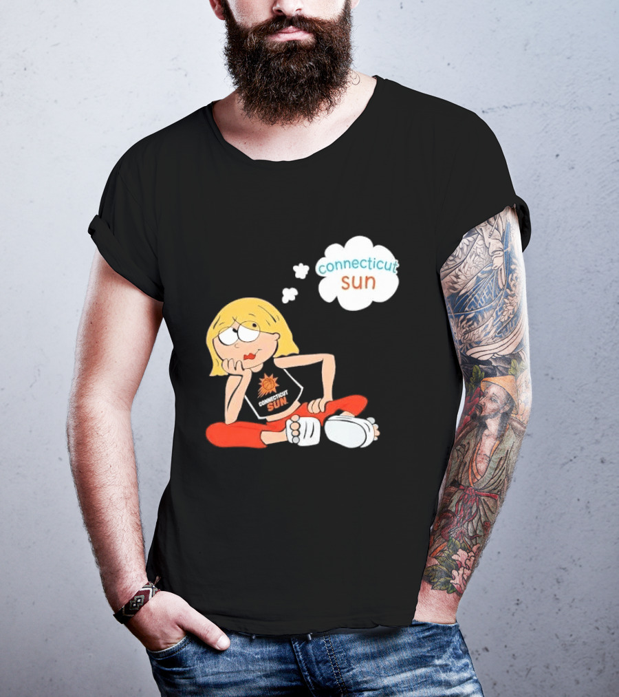 Connecticut Sun WNBA Cartoon Blonde Girl Thought Bubble T-Shirt