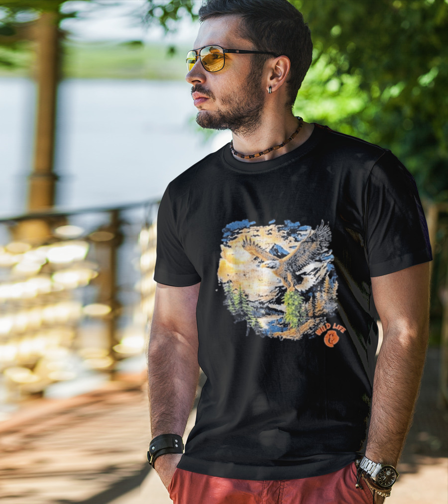 Cookies X Wildlife Soaring Eagle Mountain Scene T-Shirt