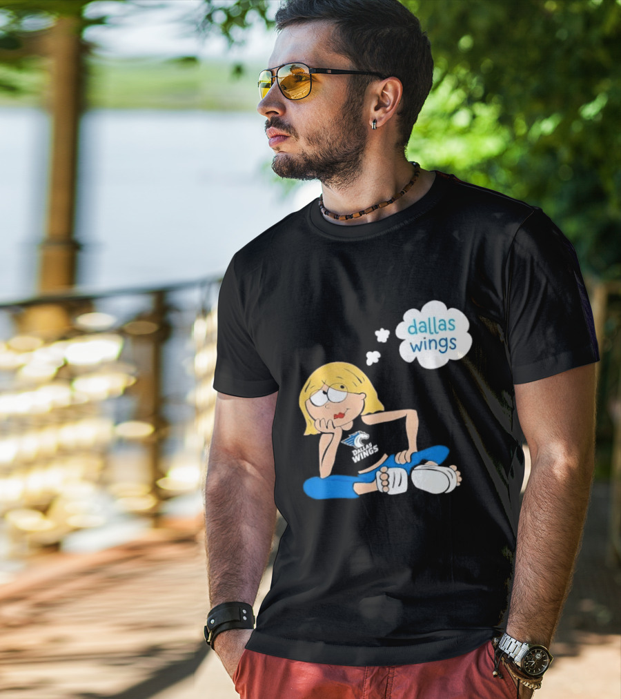 Dallas Wings WNBA Cartoon Blonde Girl Daydreaming Thought Bubble T-Shirt